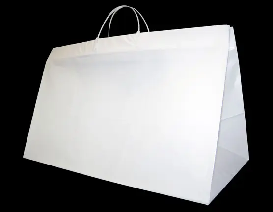 Poly Loop Handle Shopper Plastic Retail Boutique Shopping Bag (White) - 16 in. x 6 in. x 12 in. - 2.5 Mil